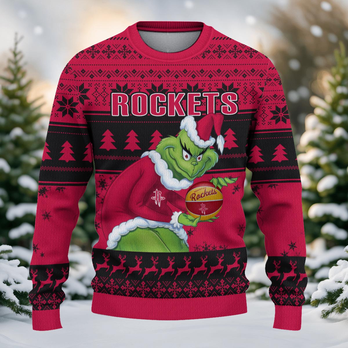 Houston Rockets Grinch Christmas Ugly Sweater