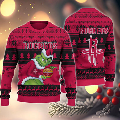 Houston Rockets Grinch Christmas Ugly Sweater