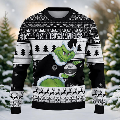 Brooklyn Nets Grinch Christmas Ugly Sweater