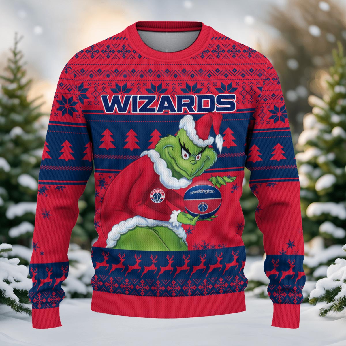 Washington Wizards Grinch Christmas Ugly Sweater