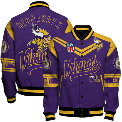 Minnesota Vikings American Football League Pattern Varsity Jacket Sh1 V2