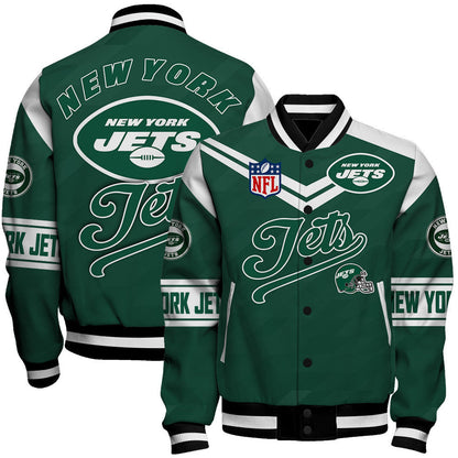 New York Jets American Football League Pattern Varsity Jacket Sh1 V2