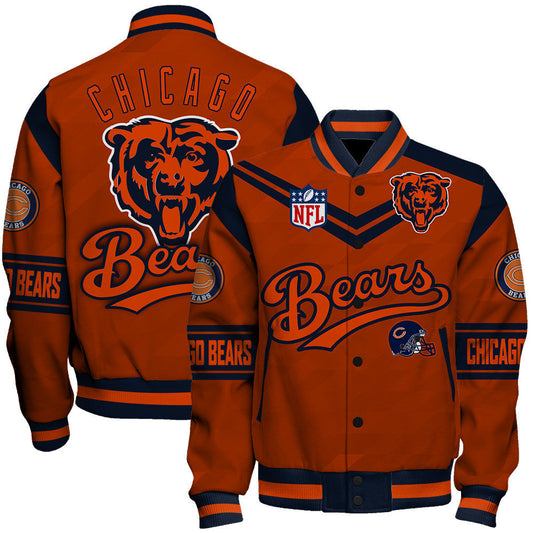 Chicago Bears American Football League Pattern Varsity Jacket Sh1 V2