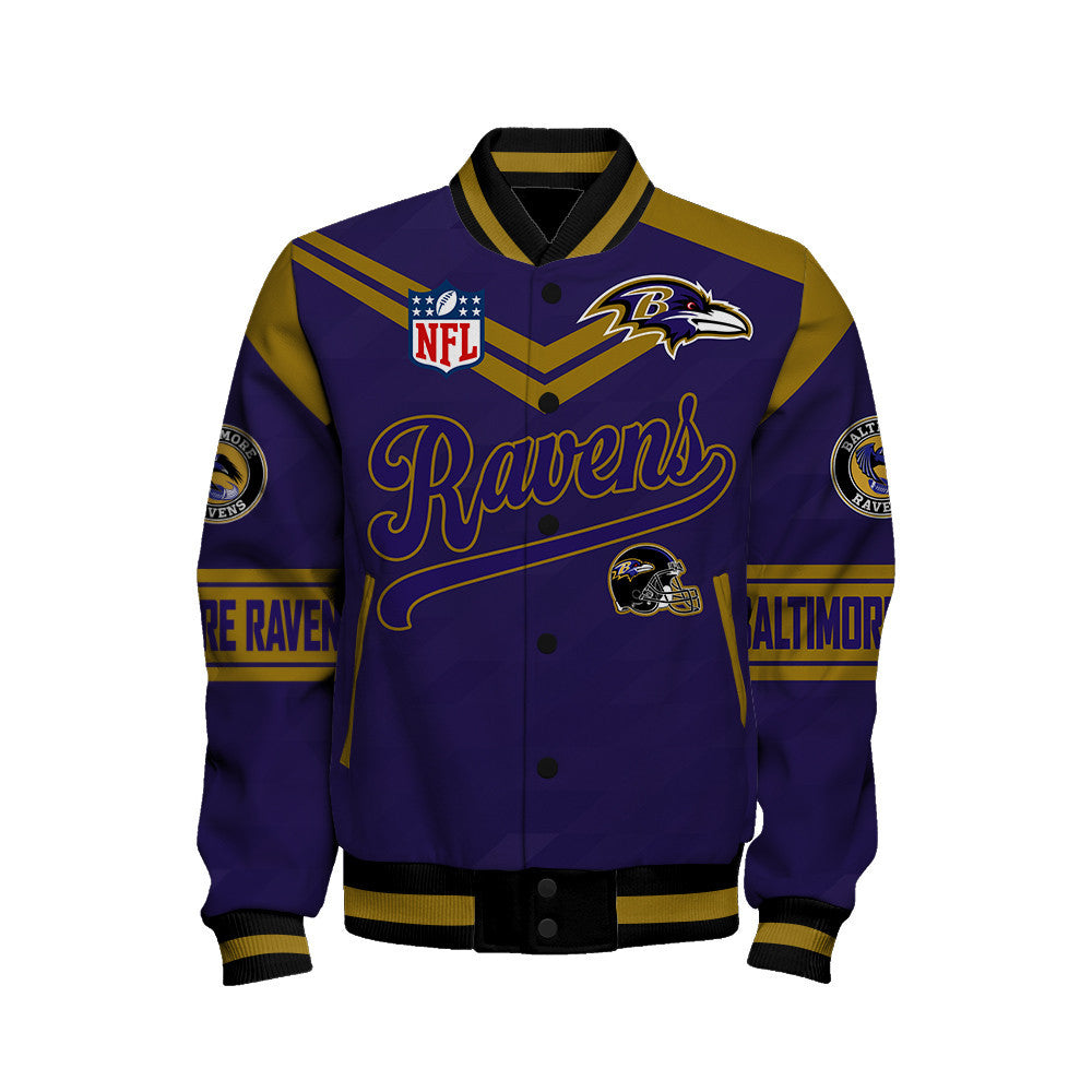 Baltimore Ravens American Football League Pattern Varsity Jacket Sh1 V2