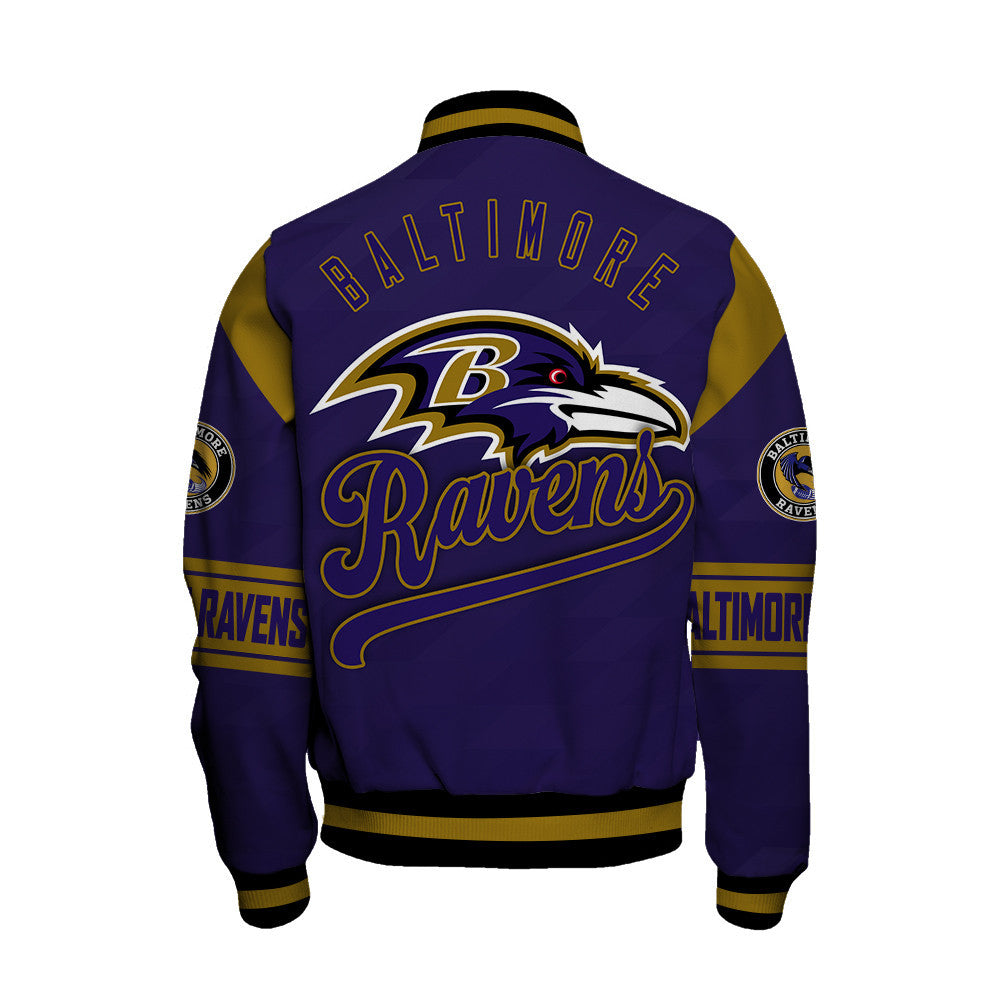 Baltimore Ravens American Football League Pattern Varsity Jacket Sh1 V2