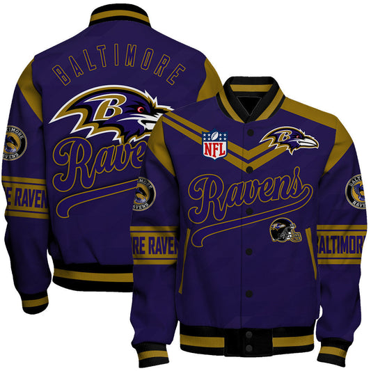 Baltimore Ravens American Football League Pattern Varsity Jacket Sh1 V2