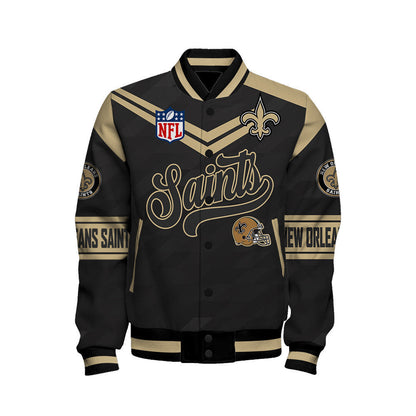 New Orleans Saints American Football League Pattern Varsity Jacket Sh1 V2