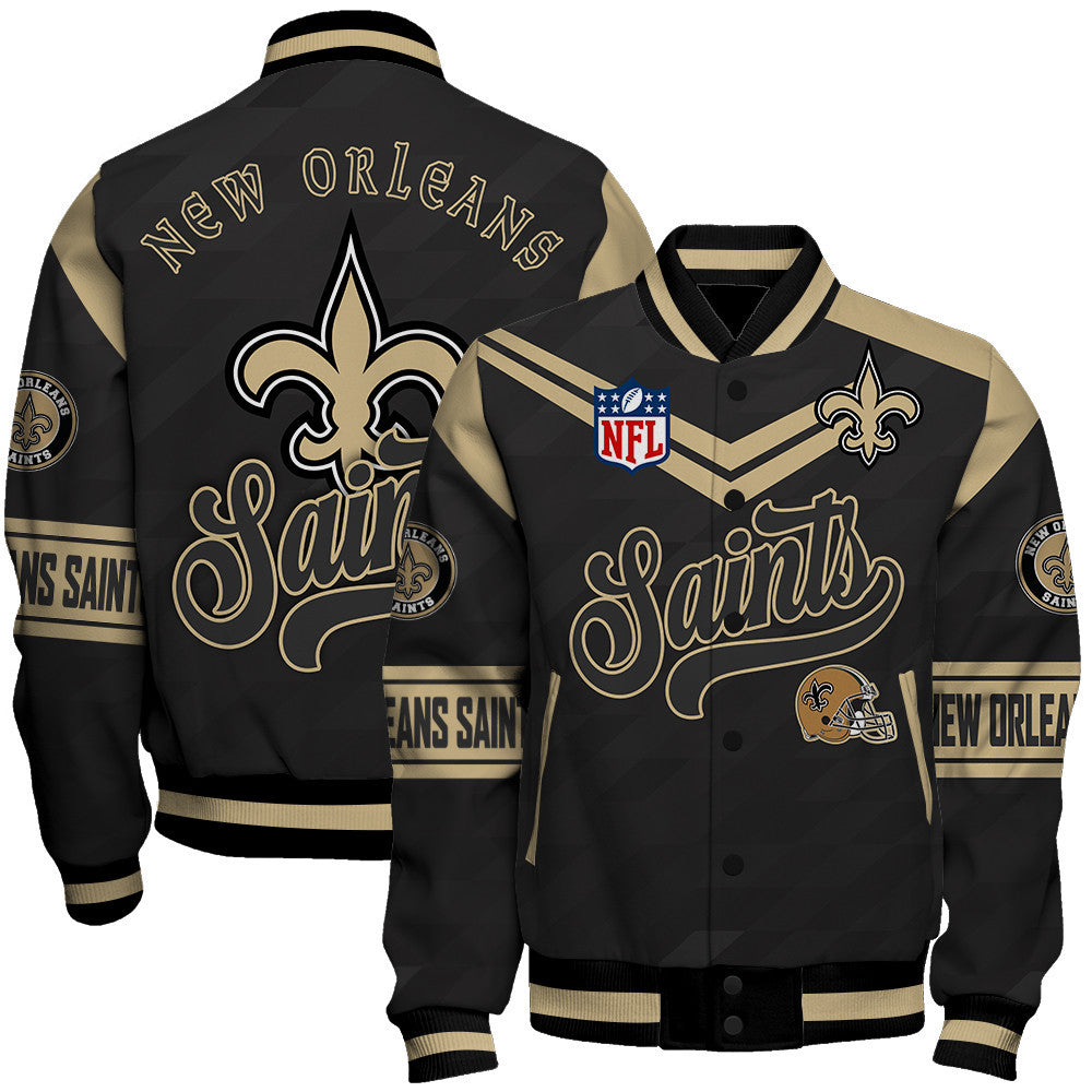 New Orleans Saints American Football League Pattern Varsity Jacket Sh1 V2