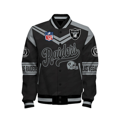 Las Vegas Raiders American Football League Pattern Varsity Jacket Sh1 V2
