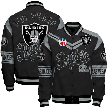 Las Vegas Raiders American Football League Pattern Varsity Jacket Sh1 V2