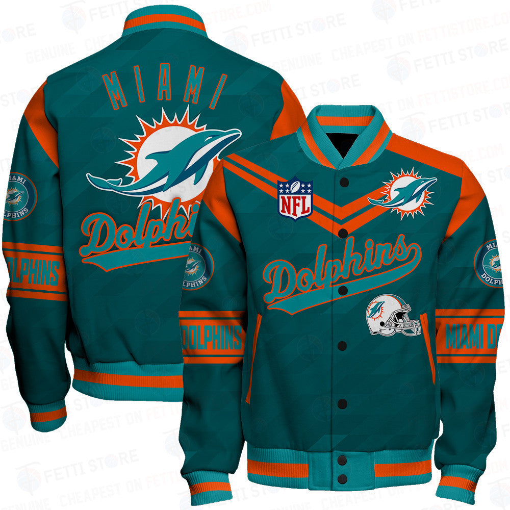 Miami Dolphins American Football League Pattern Varsity Jacket Sh1 V2
