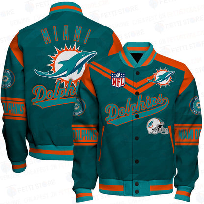 Miami Dolphins American Football League Pattern Varsity Jacket Sh1 V2