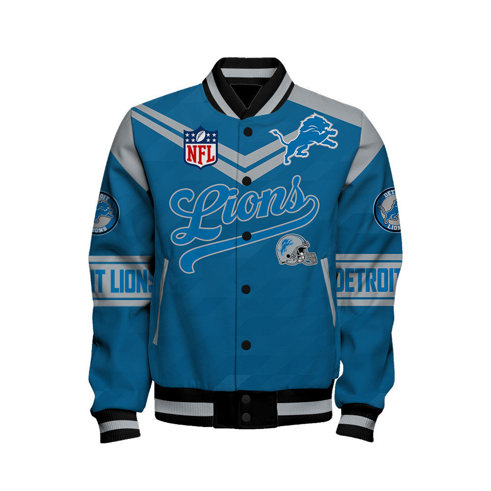 Detroit Lions American Football League Pattern Varsity Jacket Sh1 V2