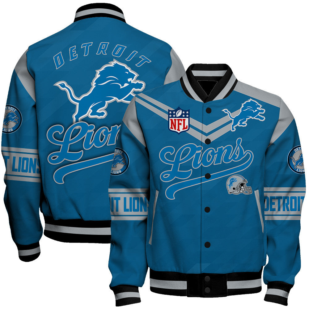 Detroit Lions American Football League Pattern Varsity Jacket Sh1 V2
