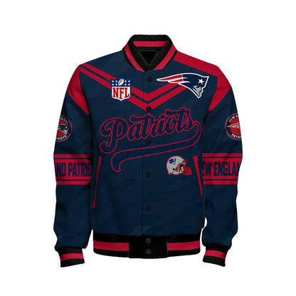 New England Patriots American Football League Pattern Varsity Jacket Sh1 V2