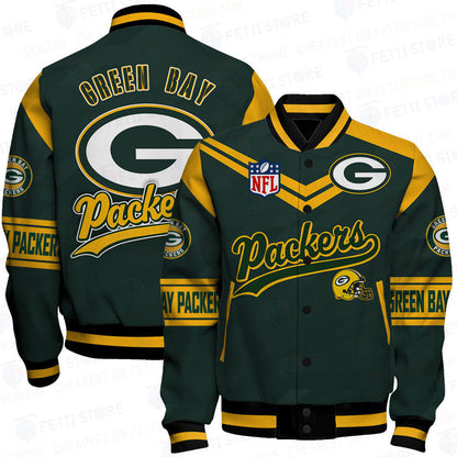Green Bay Packers American Football League Pattern Varsity Jacket Sh1 V2