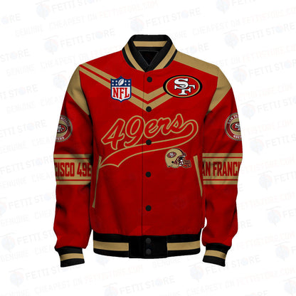 San Francisco 49ers American Football League Pattern Varsity Jacket Sh1 V2