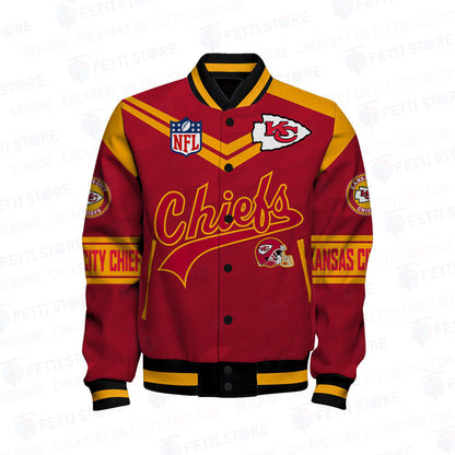 Kansas City Chiefs American Football League Pattern Varsity Jacket Sh1 V2