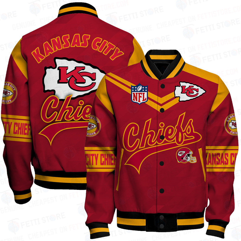 Kansas City Chiefs American Football League Pattern Varsity Jacket Sh1 V2