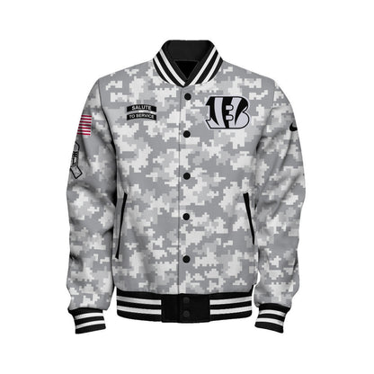 Cincinnati Bengals National Football League 2026 Arctic Camo Unisex Varsity Jacket