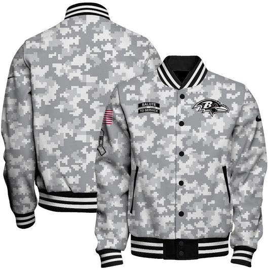 Baltimore Ravens National Football League 2026 Arctic Camo Unisex Varsity Jacket