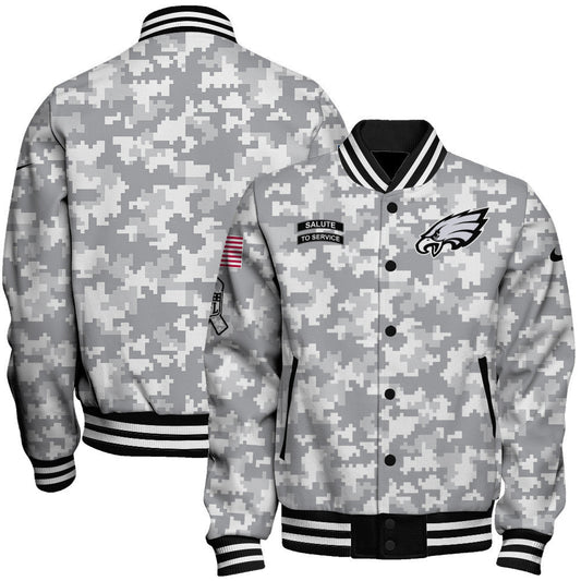 Philadelphia Eagles National Football League 2026 Arctic Camo Unisex Varsity Jacket