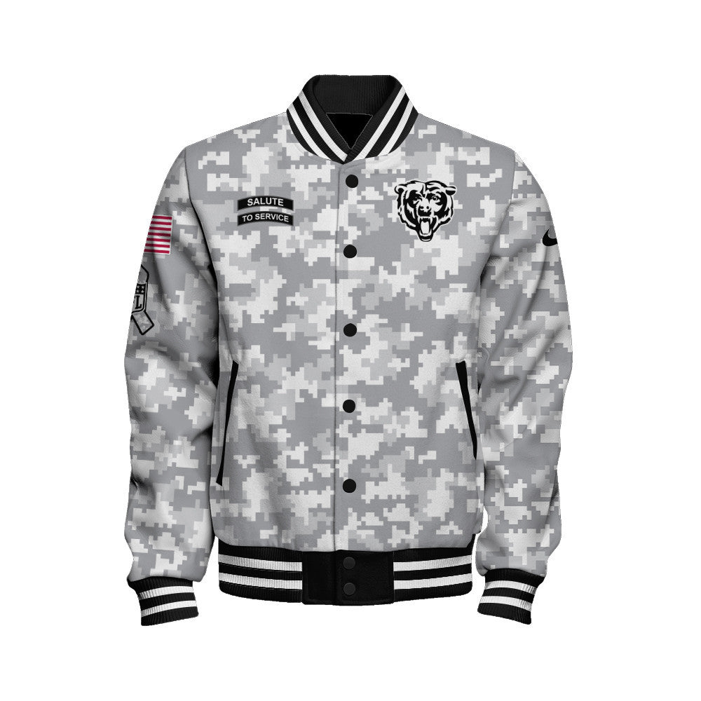 Chicago Bears National Football League 2026 Arctic Camo Unisex Varsity Jacket