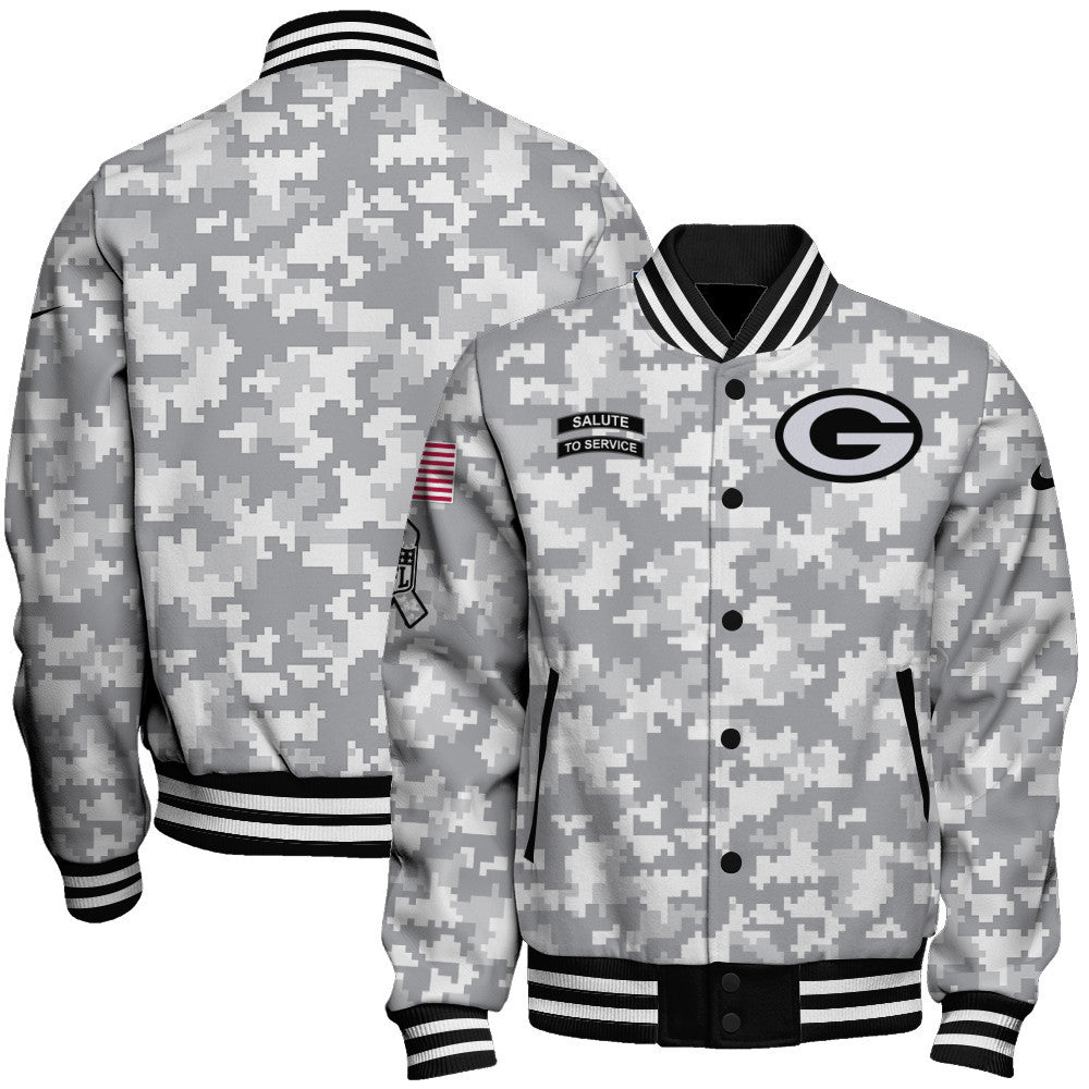 Green Bay Packers National Football League 2026 Arctic Camo Unisex Varsity Jacket