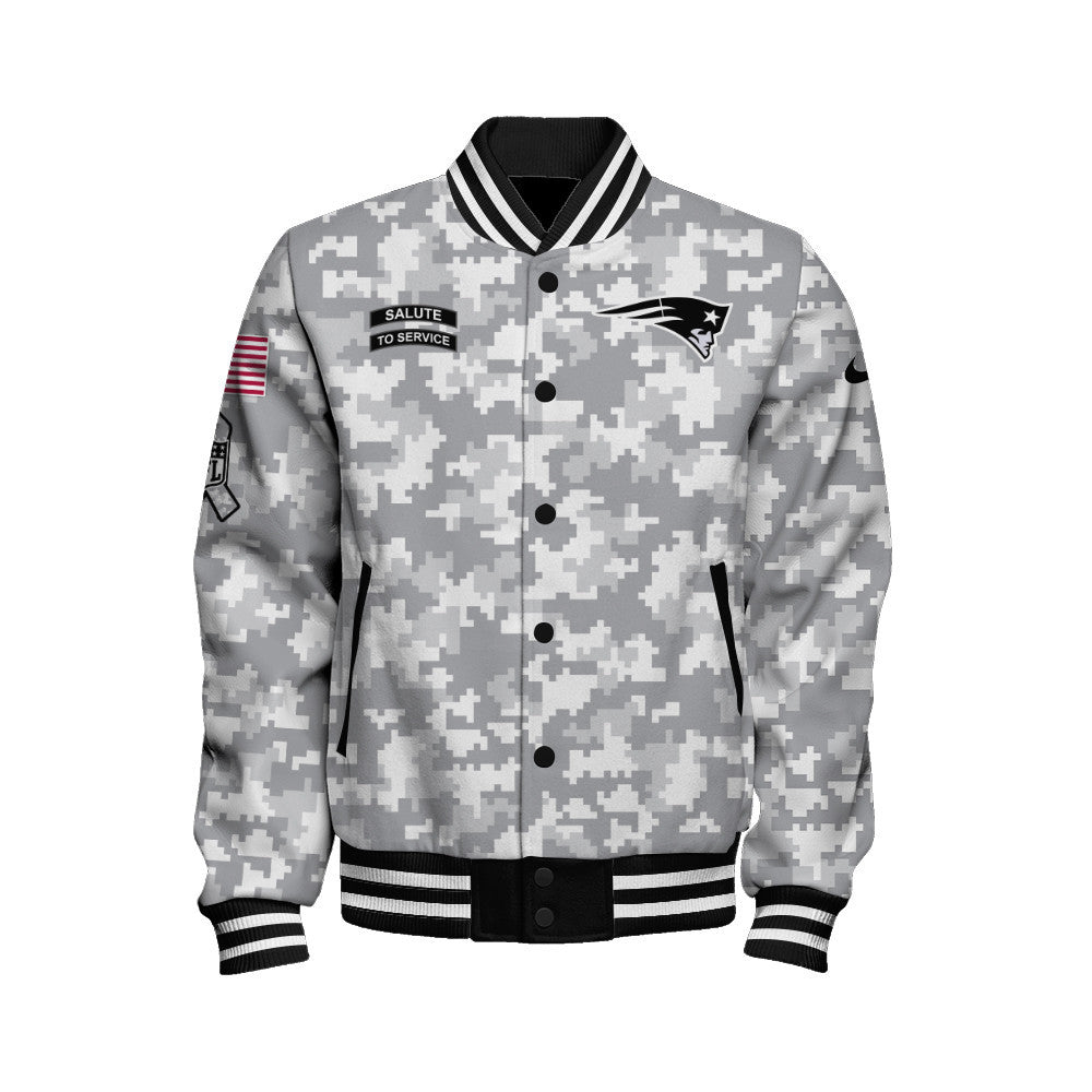 New England Patriots National Football League 2026 Arctic Camo Unisex Varsity Jacket