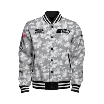 Seattle Seahawks National Football League 2026 Arctic Camo Unisex Varsity Jacket