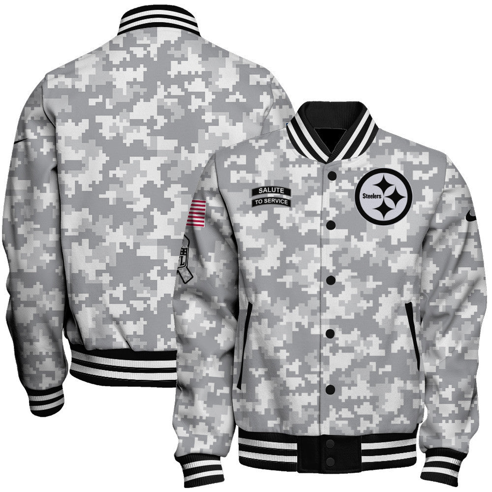 Pittsburgh Steelers National Football League 2026 Arctic Camo Unisex Varsity Jacket