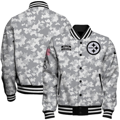 Pittsburgh Steelers National Football League 2026 Arctic Camo Unisex Varsity Jacket