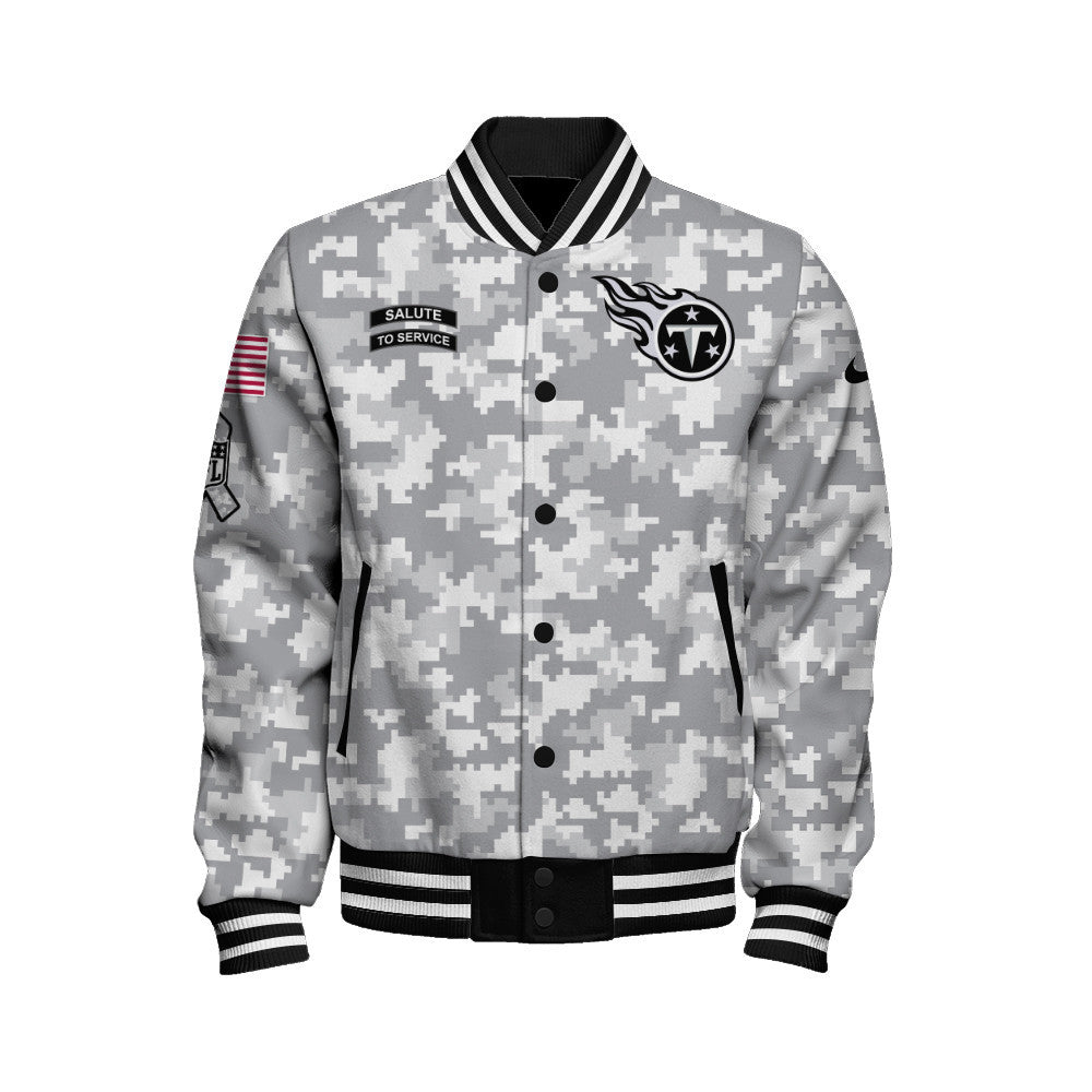 Tennessee Titans National Football League 2026 Arctic Camo Unisex Varsity Jacket