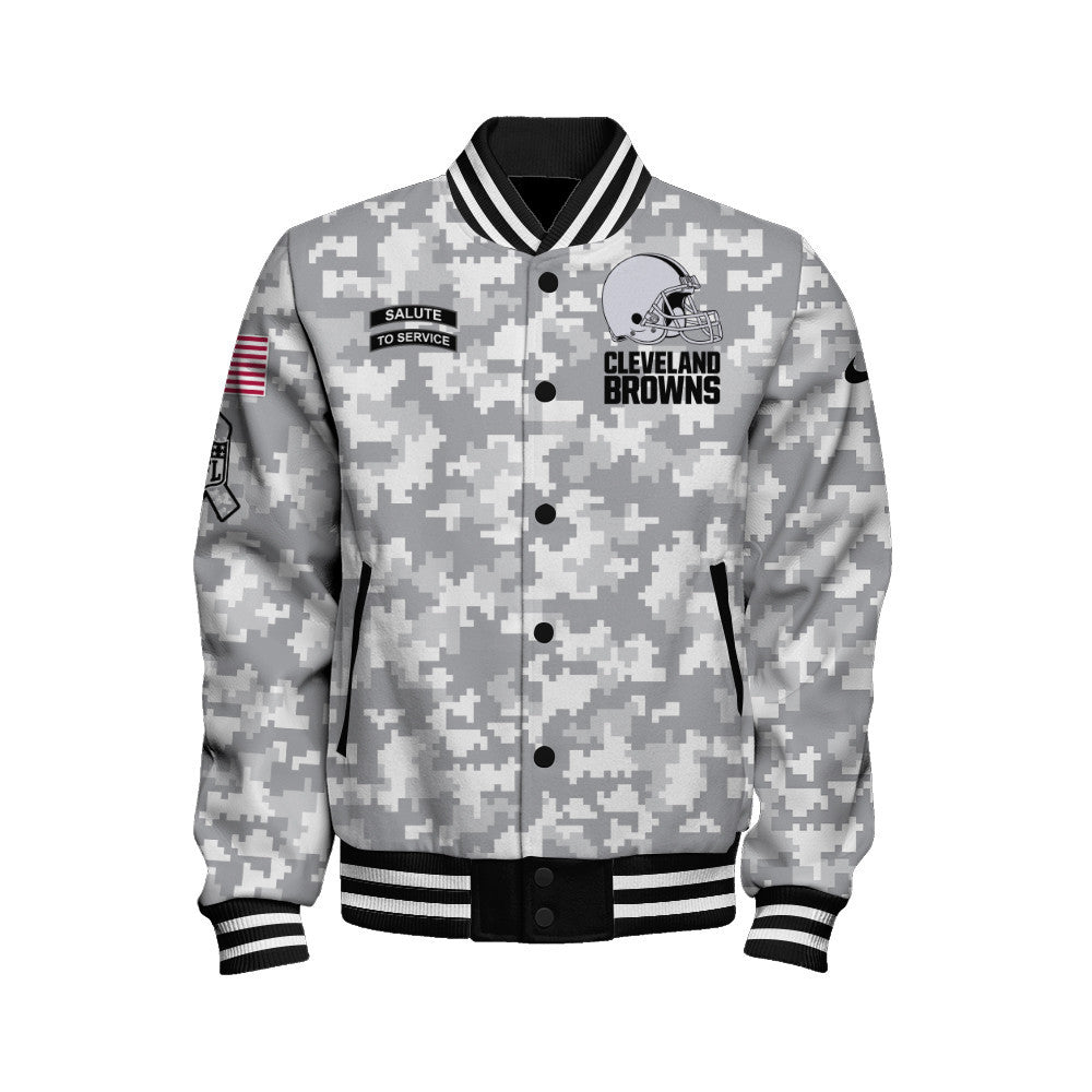 Cleveland Browns National Football League 2026 Arctic Camo Unisex Varsity Jacket