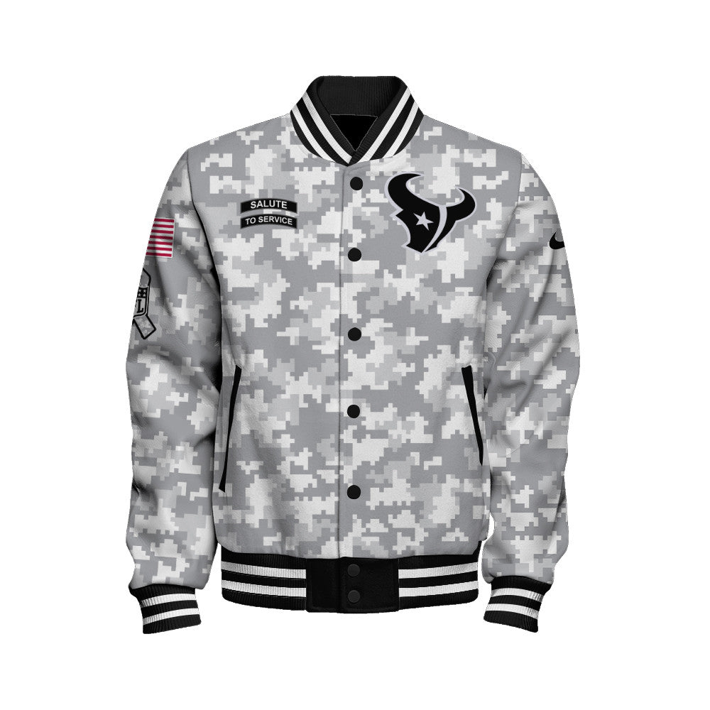 Houston Texans National Football League 2026 Arctic Camo Unisex Varsity Jacket