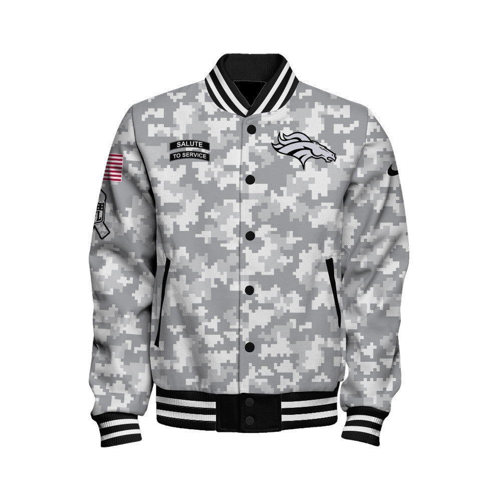 Denver Broncos National Football League 2026 Arctic Camo Unisex Varsity Jacket