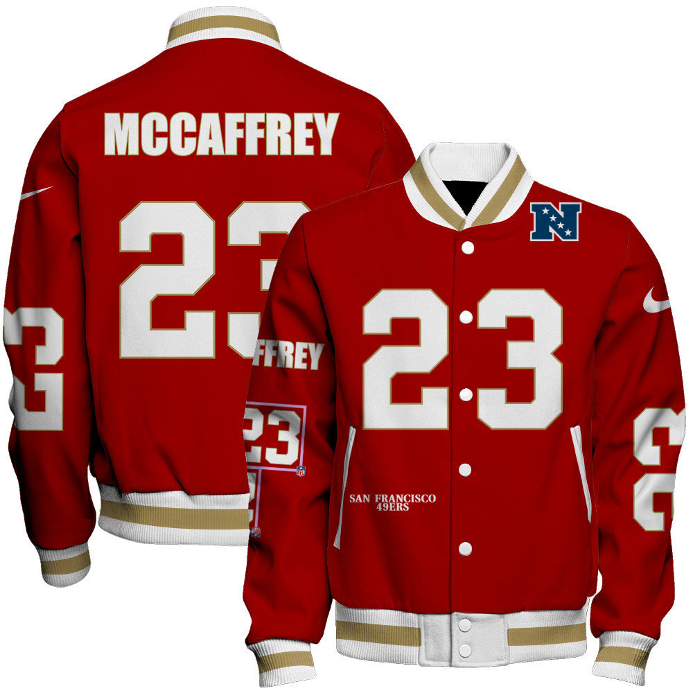 Christian Mccaffrey #23 San Francisco 49ers National Football League 2026 Unique Design Unisex Varsity Jacket