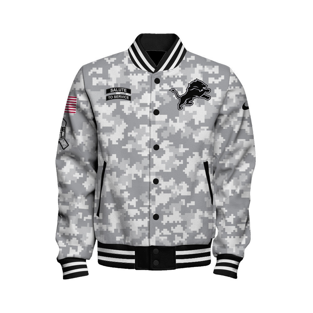 Detroit Lions National Football League 2026 Arctic Camo Unisex Varsity Jacket
