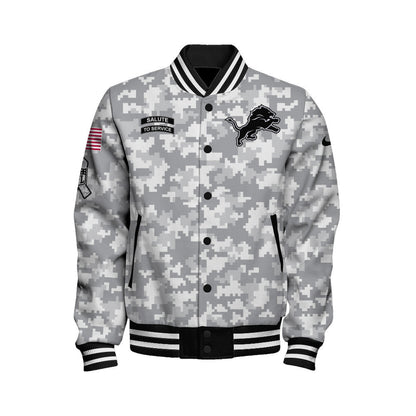Detroit Lions National Football League 2026 Arctic Camo Unisex Varsity Jacket