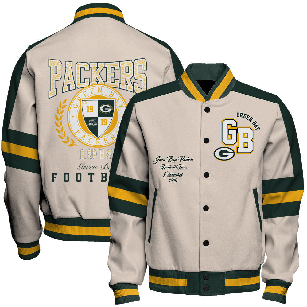 Green Bay Packers | Football Team 2026 Feel The Power Unisex Varsity Jacket
