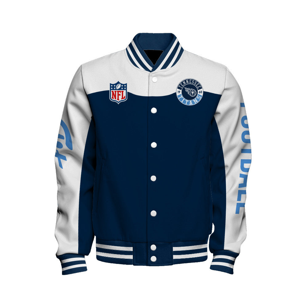Tennessee Titans National Football League 2026 Face Any Weather Unisex Varsity Jacket