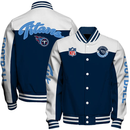 Tennessee Titans National Football League 2026 Face Any Weather Unisex Varsity Jacket