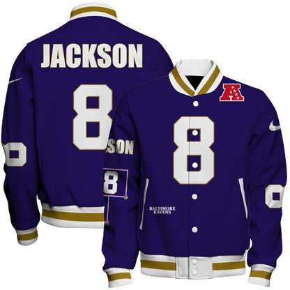 Lamar Jackson #8 Baltimore Ravens National Football League 2026 Unique Design Unisex Varsity Jacket