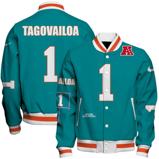 Tua Tagovailoa #1 Miami Dolphins National Football League 2026 Unique Design Unisex Varsity Jacket