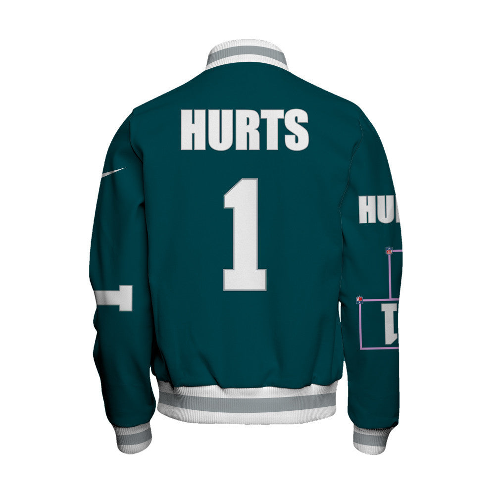 Jalen Hurts #1 Philadelphia Eagles National Football League 2026 Unique Design Unisex Varsity Jacket