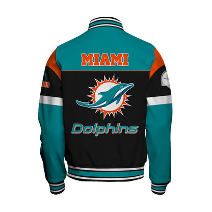 Miami Dolphins National Football League 2026 Feel The Power Unisex Varsity Jacket