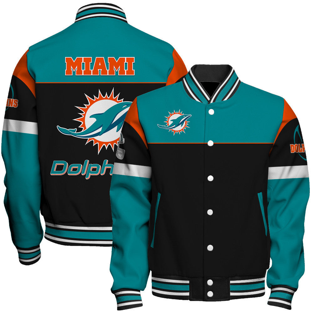 Miami Dolphins National Football League 2026 Feel The Power Unisex Varsity Jacket