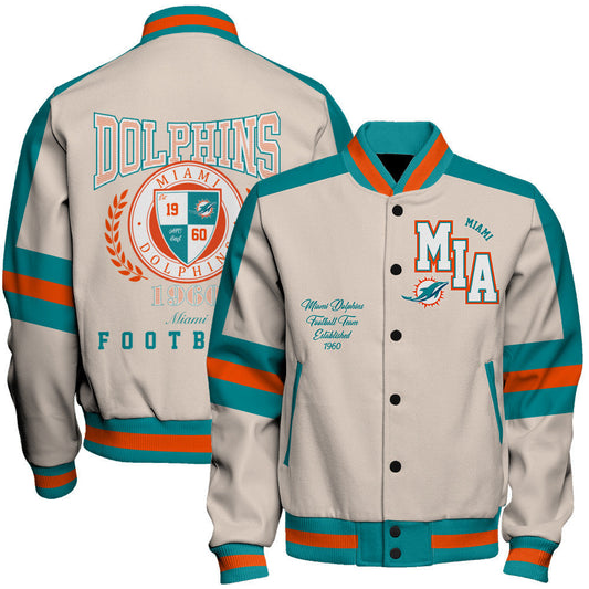 Miami Dolphins | Football Team 2026 Feel The Power Unisex Varsity Jacket