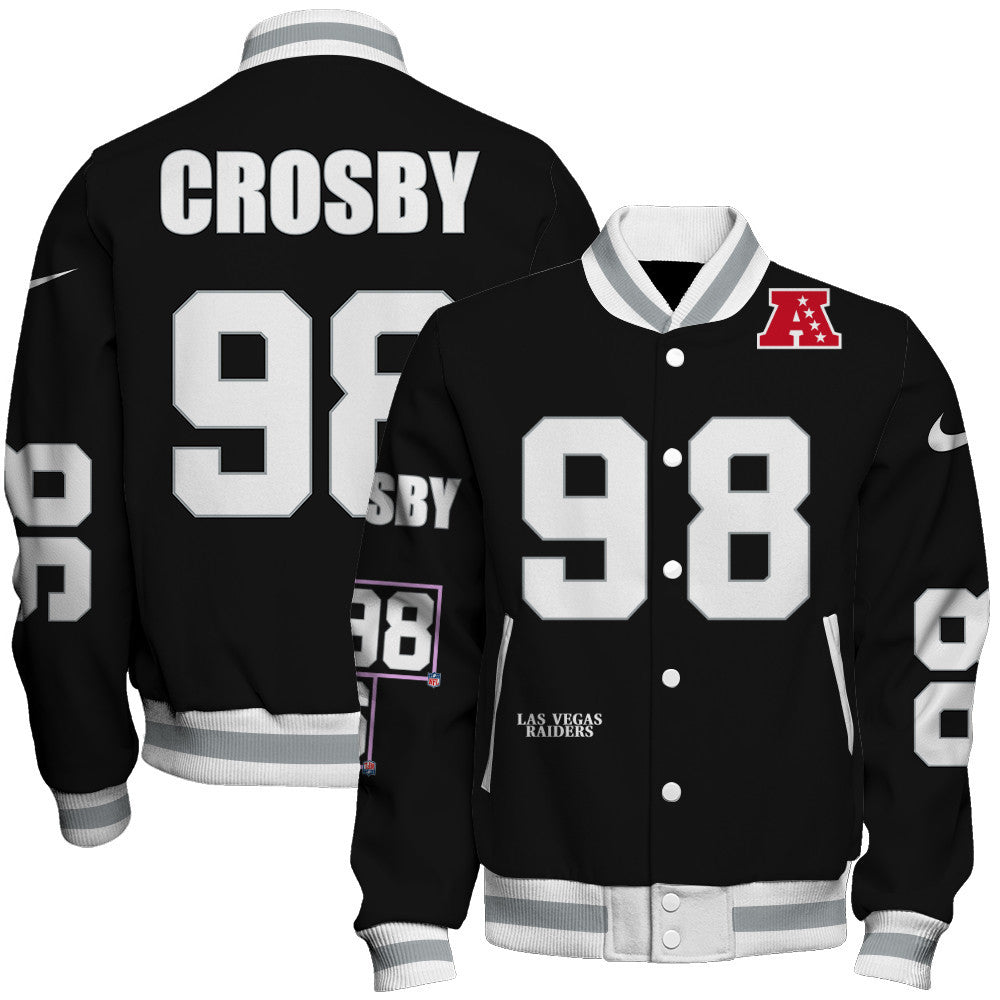 Maxx Crosby #98 Las Vegas Raiders National Football League 2026 Unique Design Unisex Varsity Jacket