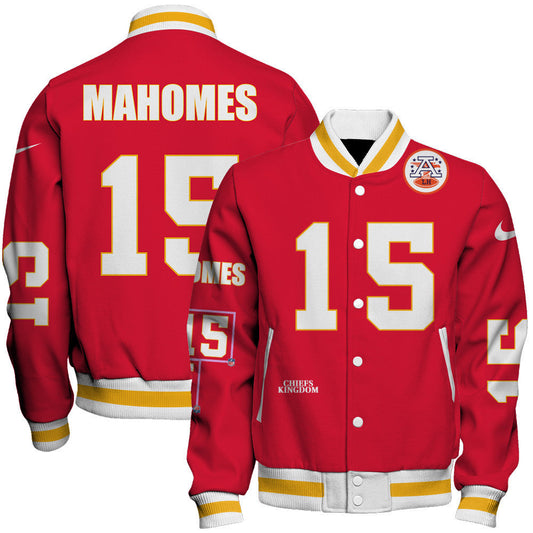Patrick Mahomes #15 Kansas City Chiefs National Football League 2026 Unique Design Unisex Varsity Jacket